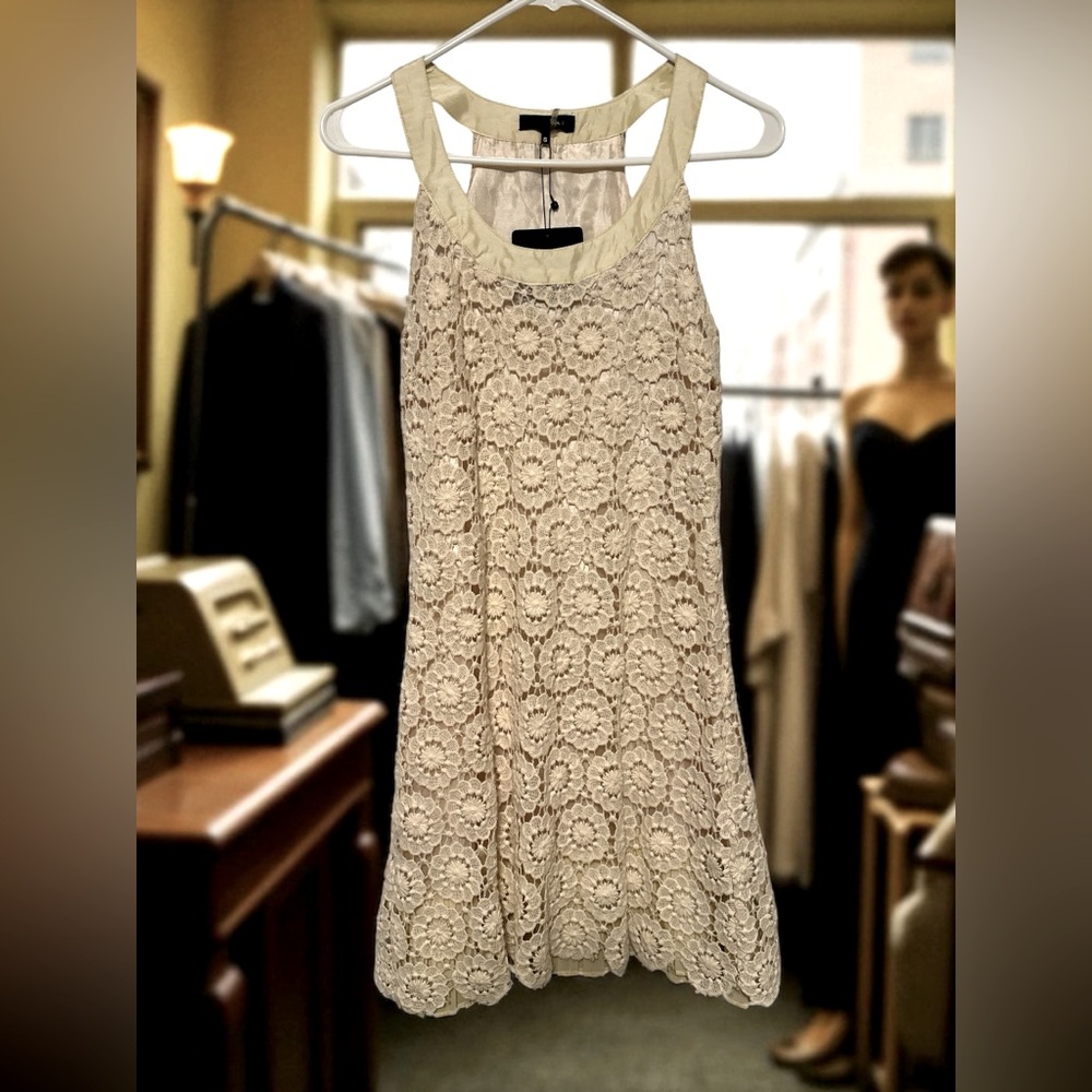 Ryu Cream Floral Lace Mini Dress‎ size S NWT